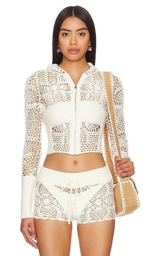 Frankies Bikinis Lyla Hoodie in Cream