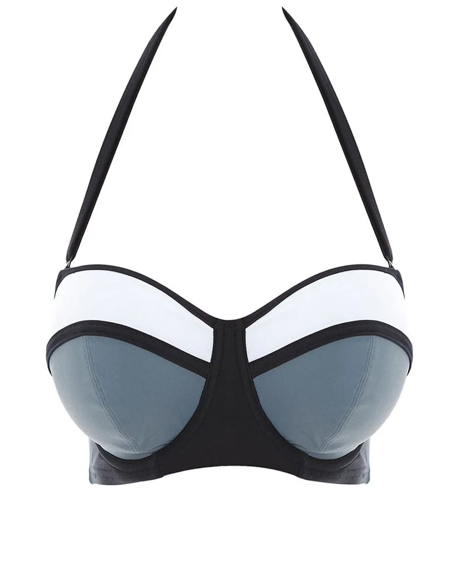 Freya Bondi Underwire Padded Bandeau Bikini Top in Black