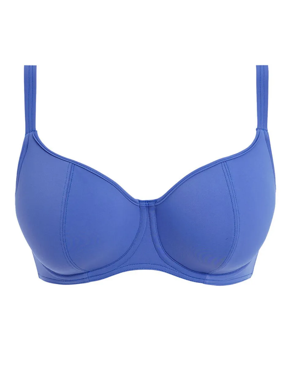 Freya Jewel Cove Underwire Sweetheart Padded Bikini Top, Plain Azure | Plain Azure Blue Freya Bikini Top