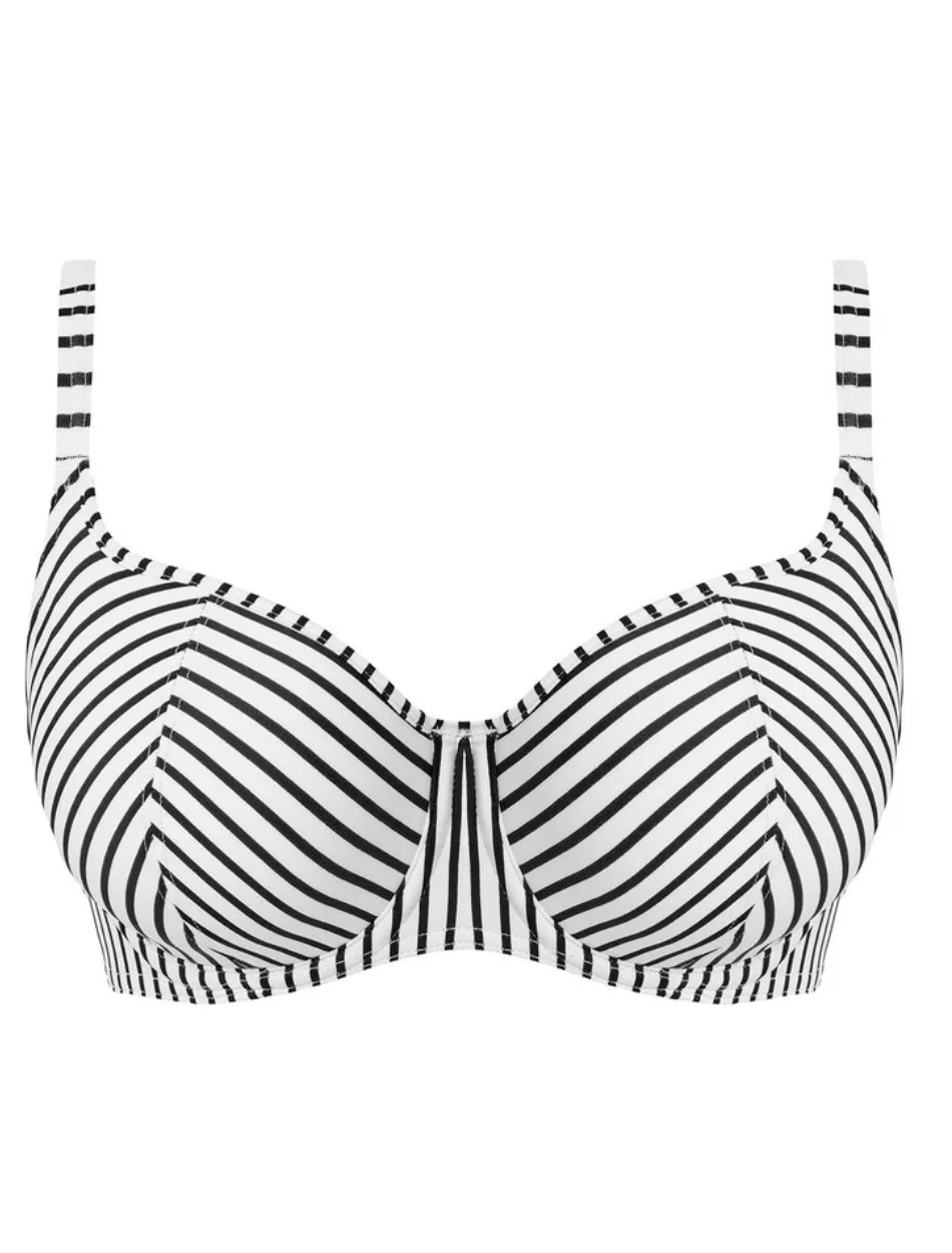 Freya Jewel Cove Underwire Sweetheart Padded Bikini Top, Stripe Black | Stripe Black Padded Bikini Tops | Freya Underwire Bikini