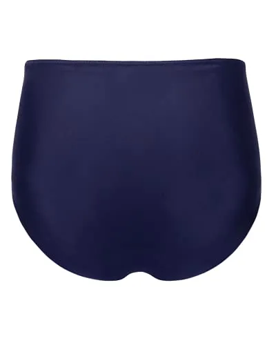 Full Coverage High Waisted Bikini Bottom For Women-Navy Blue