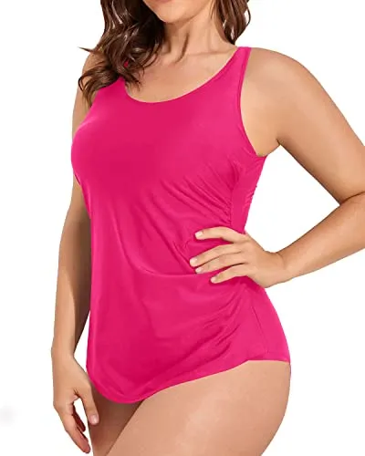 Full Coverage Ruched Backless Swimwear For Women-Neon Pink