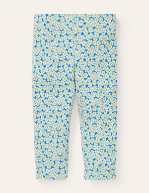 Fun Cropped Leggings-Moroccan Blue Daisybed