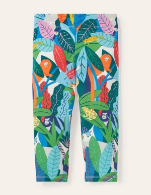 Fun Cropped Leggings-Multi Endangered Jungle