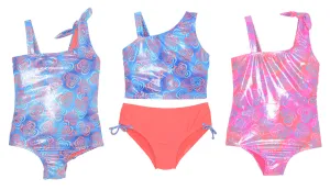 G-ALT440 - Wholesale Girl's Foil Heart Print One-Piece & Two-Piece Swimsuits