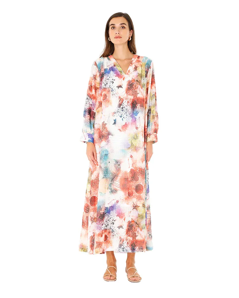 Gardenia Pink Brushstroke Kaftan