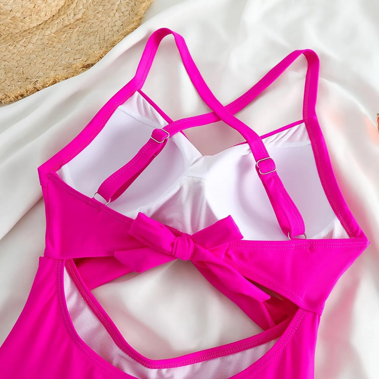 Gcvizuso One Piece Swimsuit Women Sexy Tummy Control Tankini High Waisted Bikini Sets 2024 Cutout Trendy Bathing Suit