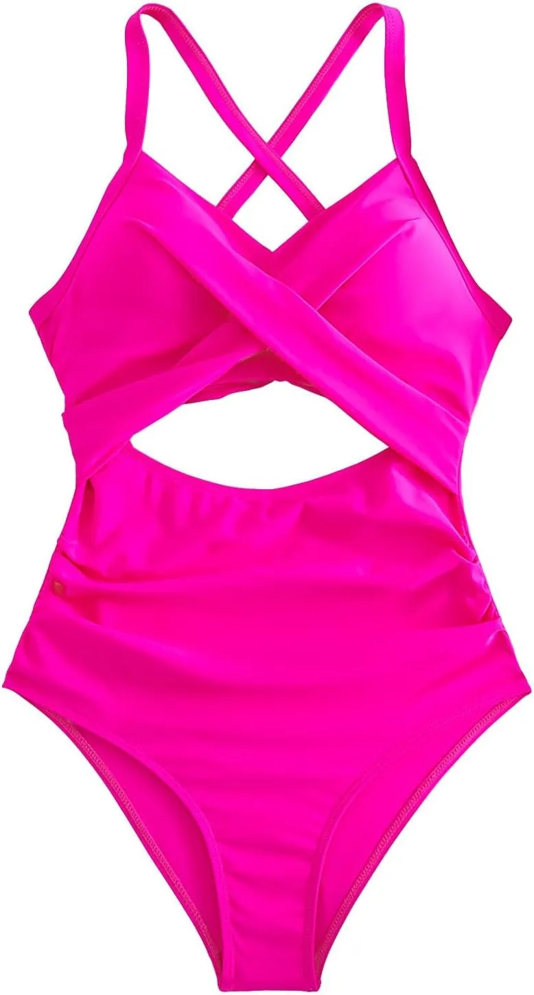 Gcvizuso One Piece Swimsuit Women Sexy Tummy Control Tankini High Waisted Bikini Sets 2024 Cutout Trendy Bathing Suit
