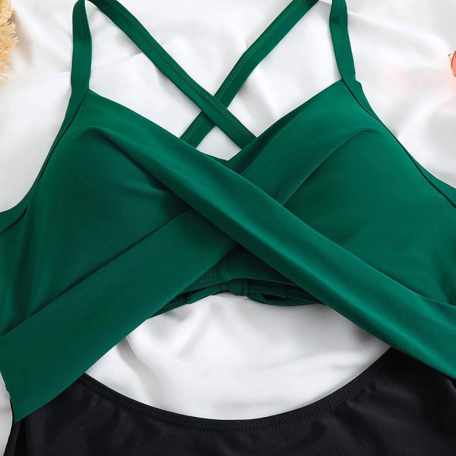 Gcvizuso One Piece Swimsuit Women Sexy Tummy Control Tankini High Waisted Bikini Sets 2024 Cutout Trendy Bathing Suit