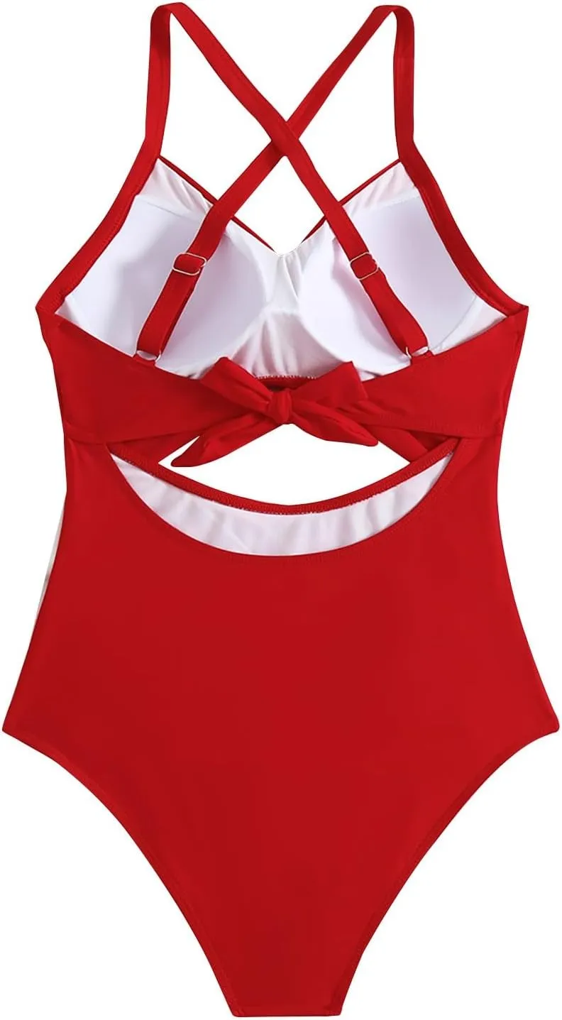 Gcvizuso One Piece Swimsuit Women Sexy Tummy Control Tankini High Waisted Bikini Sets 2024 Cutout Trendy Bathing Suit