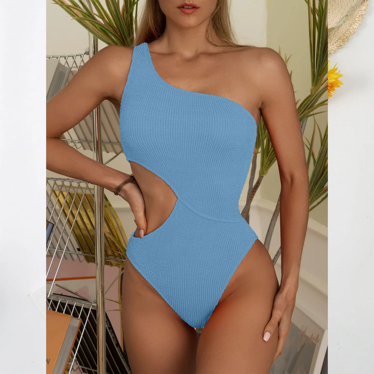 GFIT® Sexy Solid Color One Piece Tie Dye Bathing Suit
