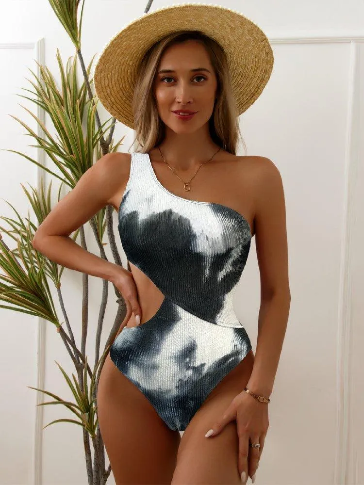 GFIT® Sexy Solid Color One Piece Tie Dye Bathing Suit