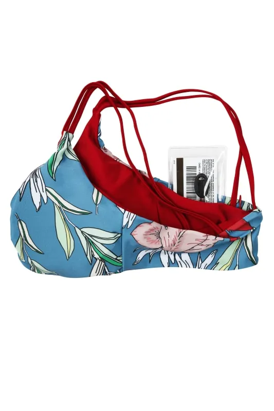 Gina Reversible Fixed Triangle Bikini Top (Scarlet/Floral)