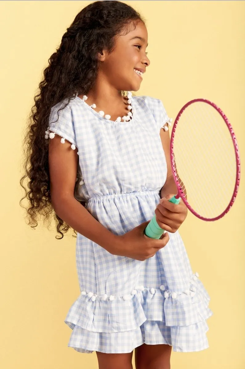GINGHAM NISSI POM POM DRESS