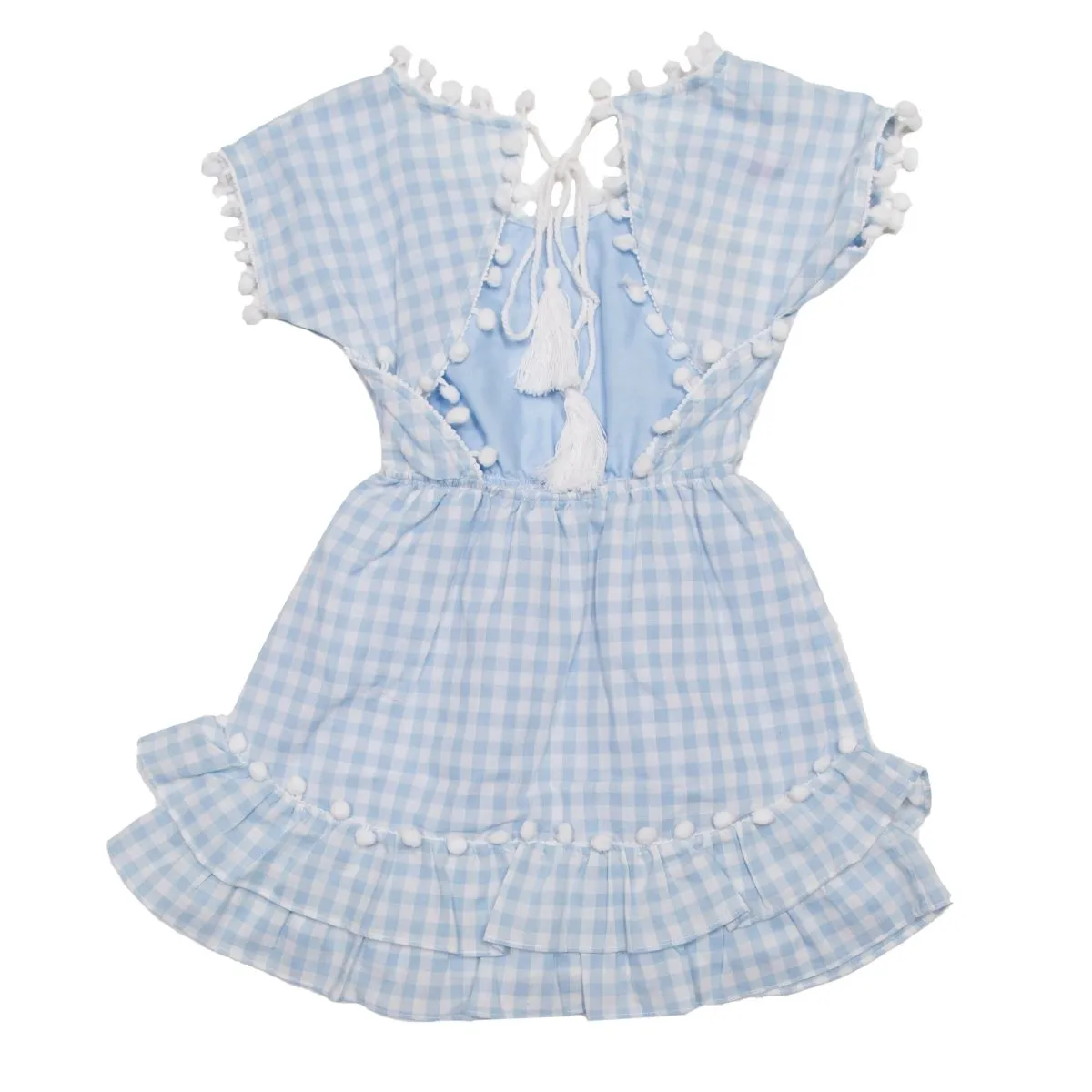 GINGHAM NISSI POM POM DRESS