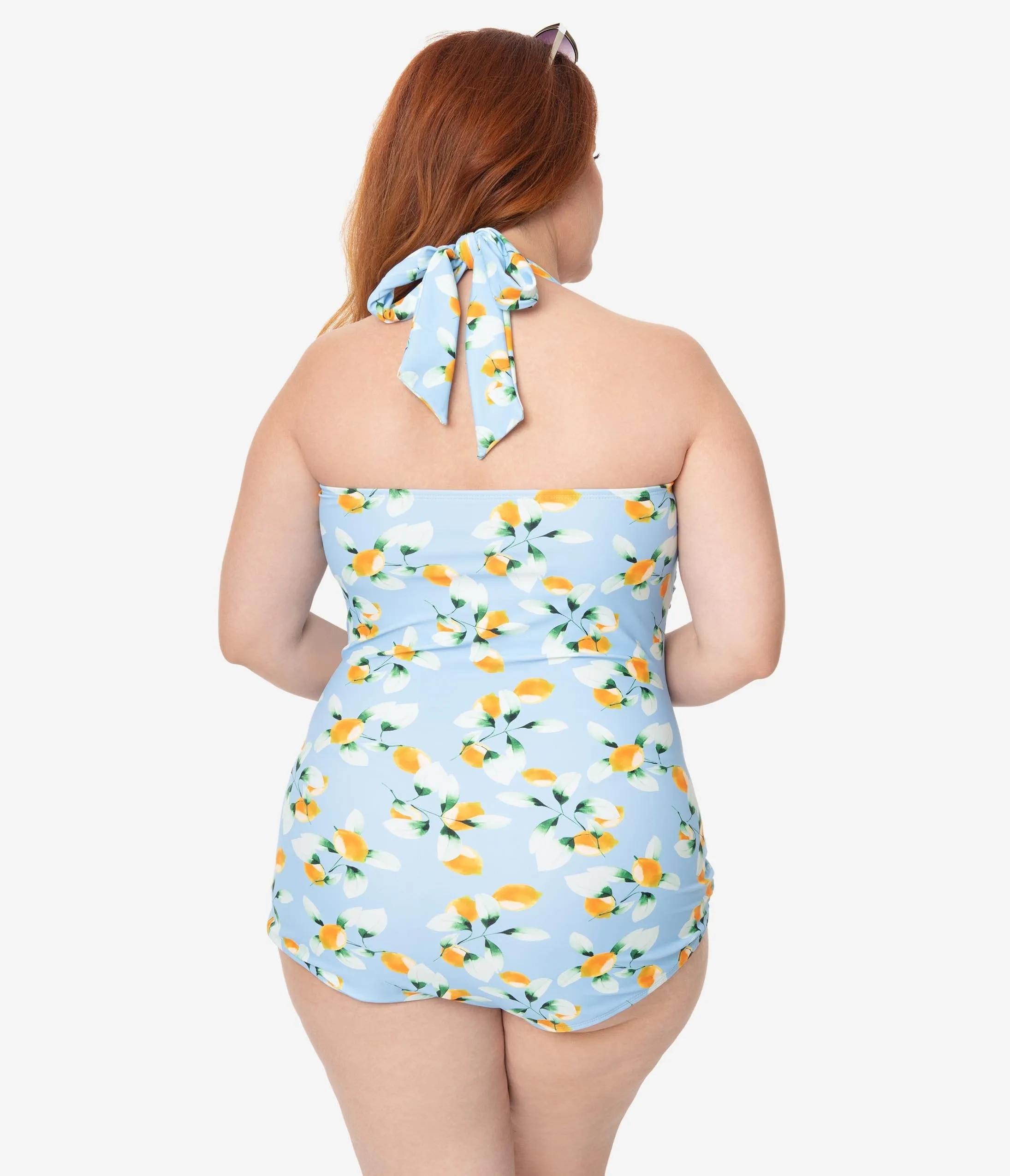 Girl Howdy Plus Size Pin Up January Apricots Print Sheath Swimsuit