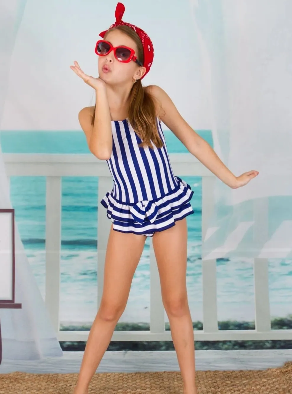 Girls Alice In Wonderland One Piece Swimsuit
