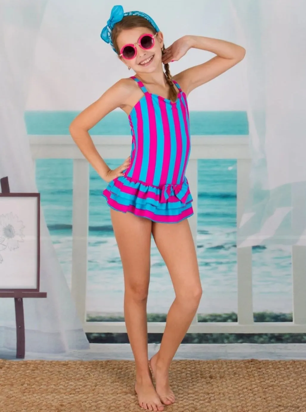 Girls Alice In Wonderland One Piece Swimsuit
