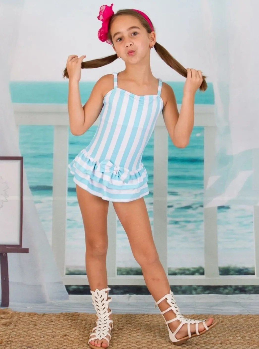Girls Alice In Wonderland One Piece Swimsuit