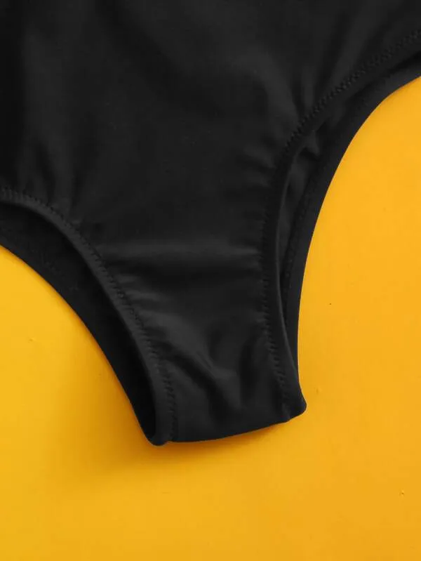 Girls Appliques One Piece Swimsuit