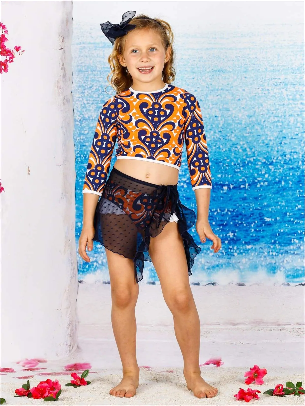 Girls Beach Happy Two Piece Rash Guard Swimsuit