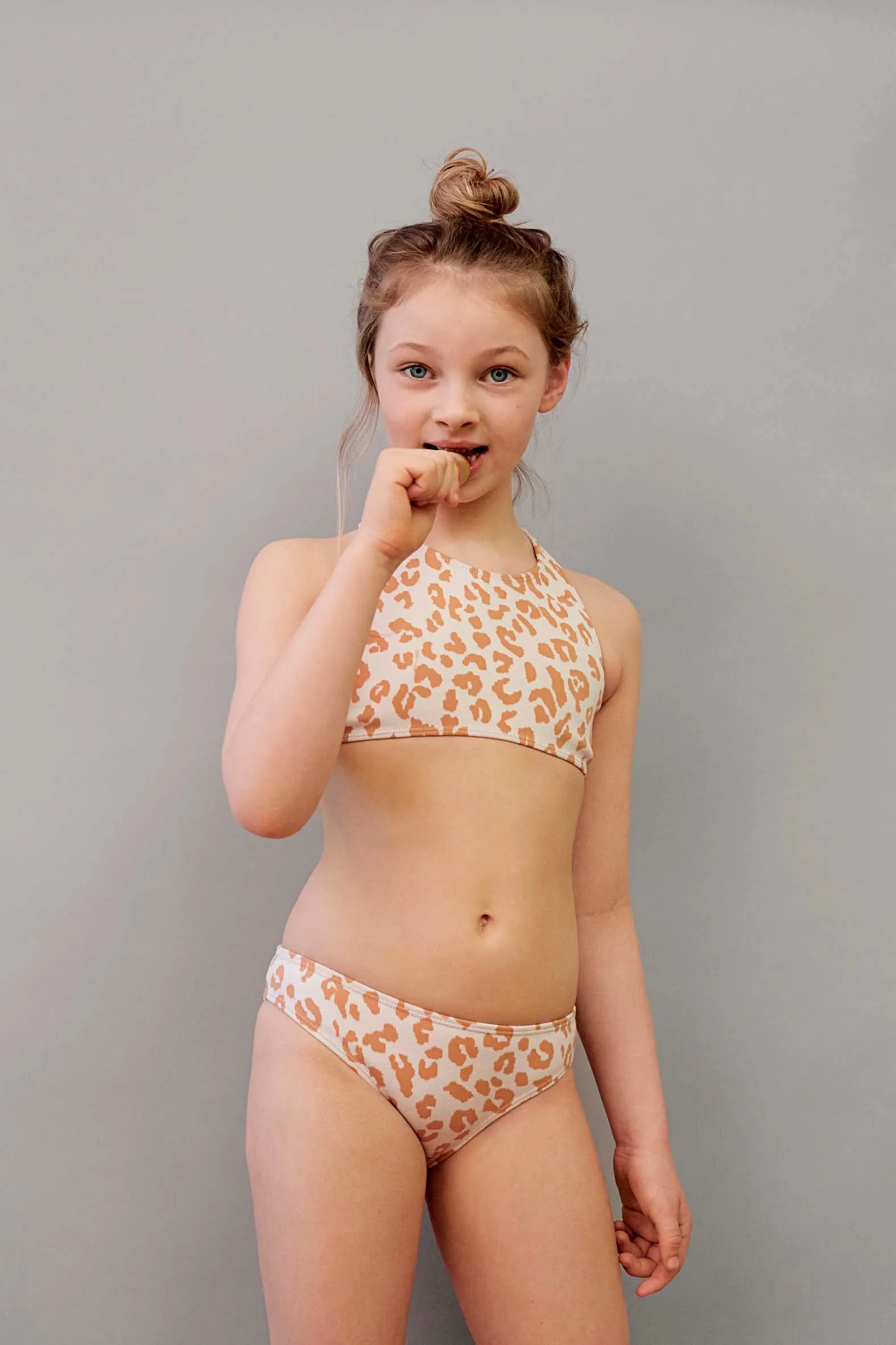 GIRLS' BENIRRAS TOP & BIARRITZ BOTTOMS Swim Set | Caramel Leopard