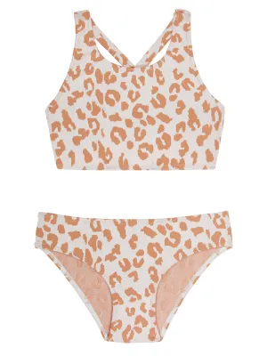 GIRLS' BENIRRAS TOP & BIARRITZ BOTTOMS Swim Set | Caramel Leopard