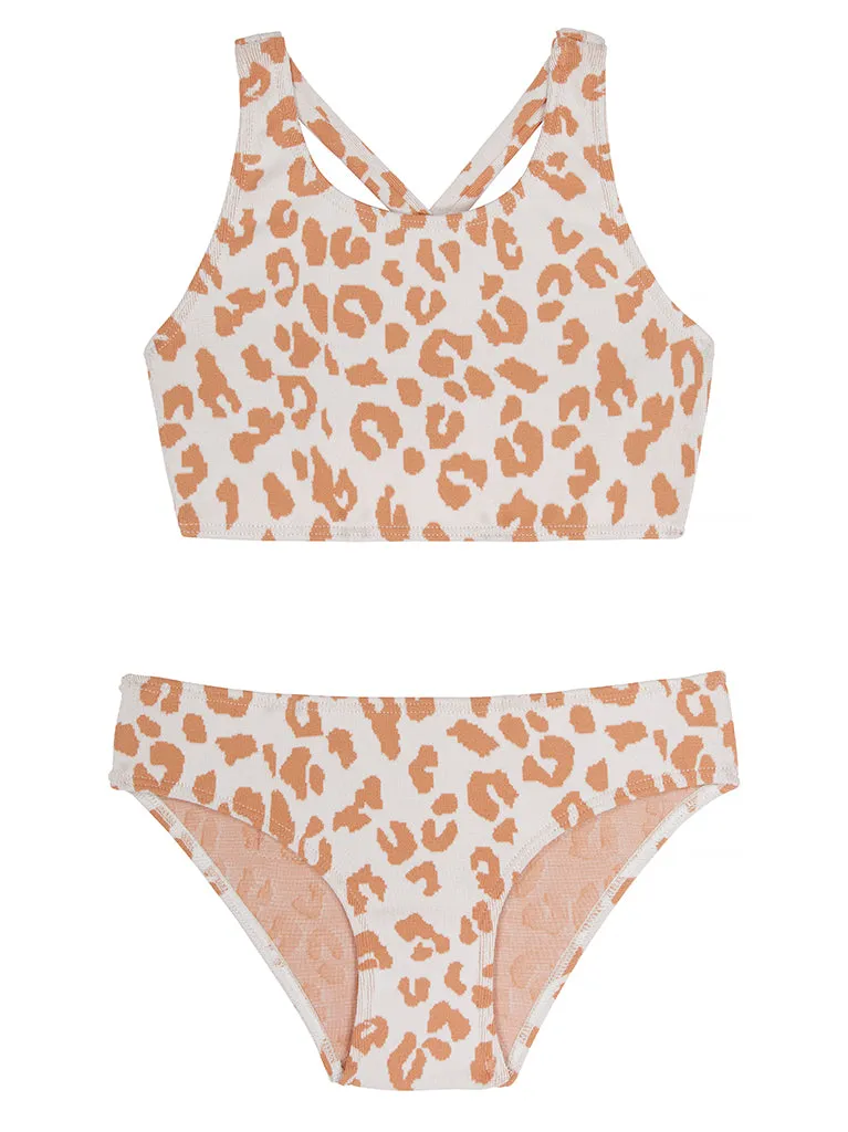 GIRLS' BENIRRAS TOP & BIARRITZ BOTTOMS Swim Set | Caramel Leopard