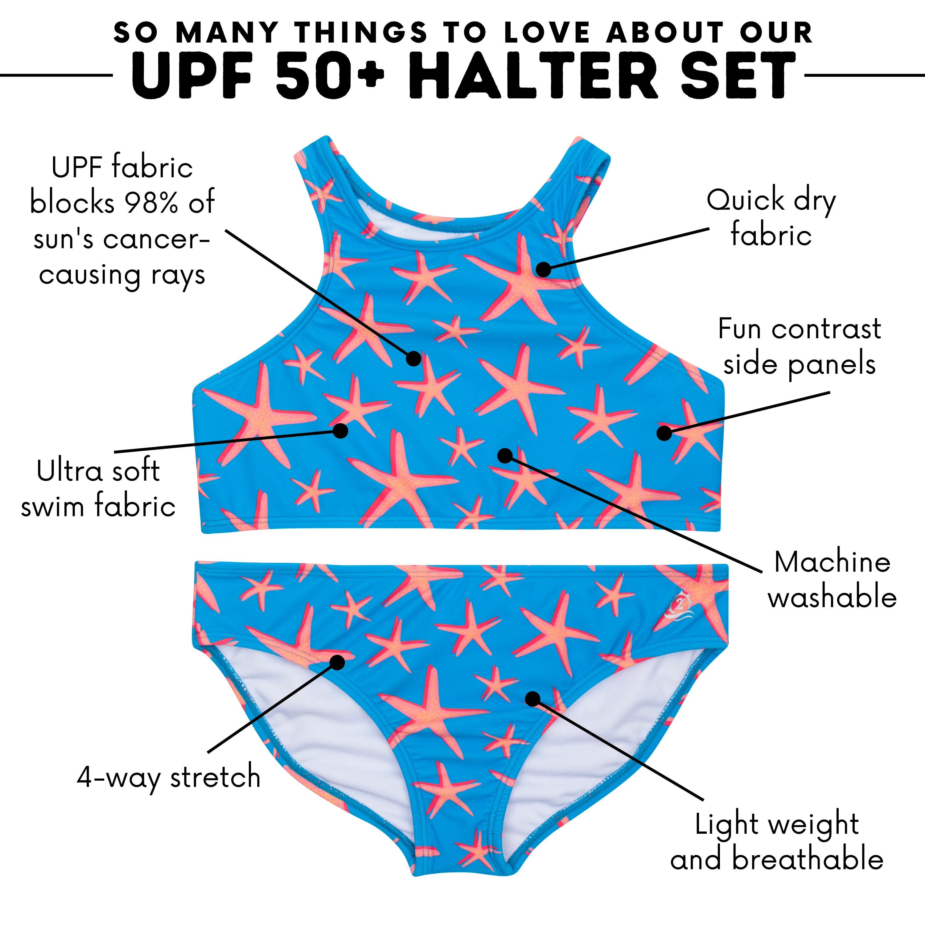 Girls Halter Top Bikini Set (2 Piece) | "Starfish"