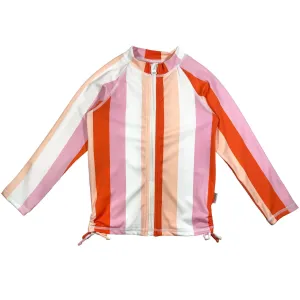 Girls Long Sleeve Rash Guard - “Peachy Stripes”