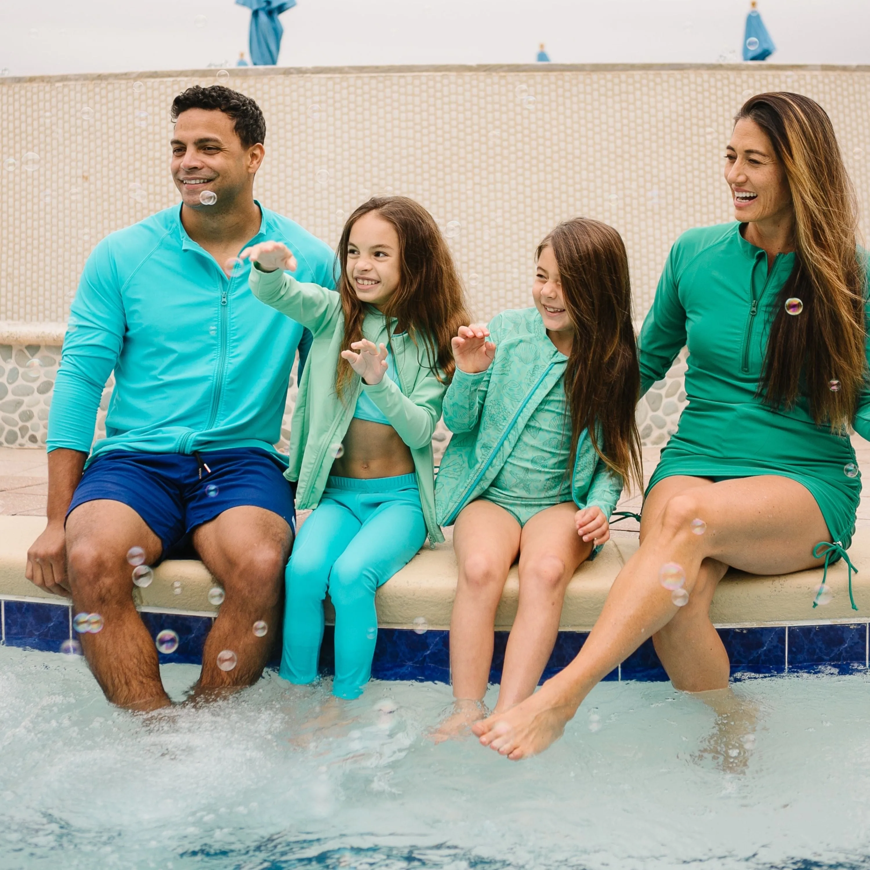 Girls Long Sleeve Rash Guard   Tankini Bikini Set (3 Piece) | "Seashell”