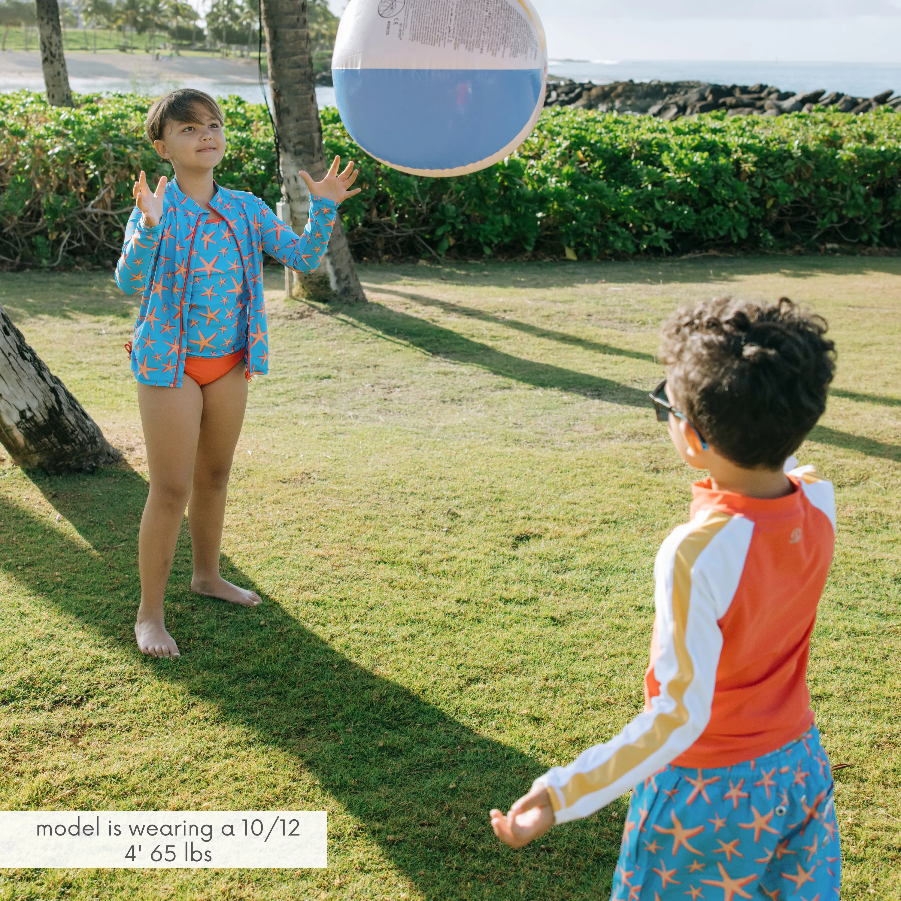 Girls Long Sleeve Rash Guard   Tankini Bikini Set (3 Piece) | "Starfish"