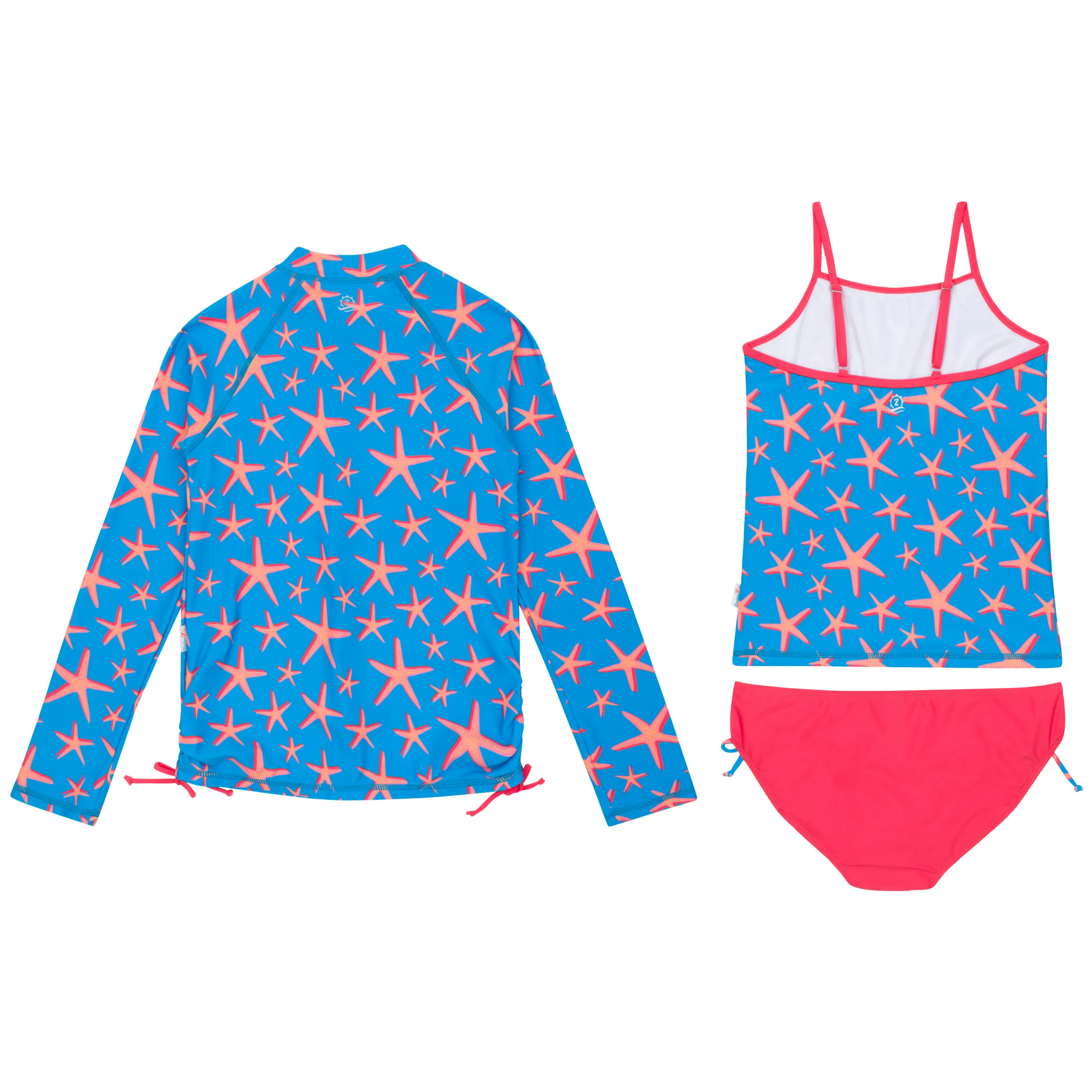 Girls Long Sleeve Rash Guard   Tankini Bikini Set (3 Piece) | "Starfish"