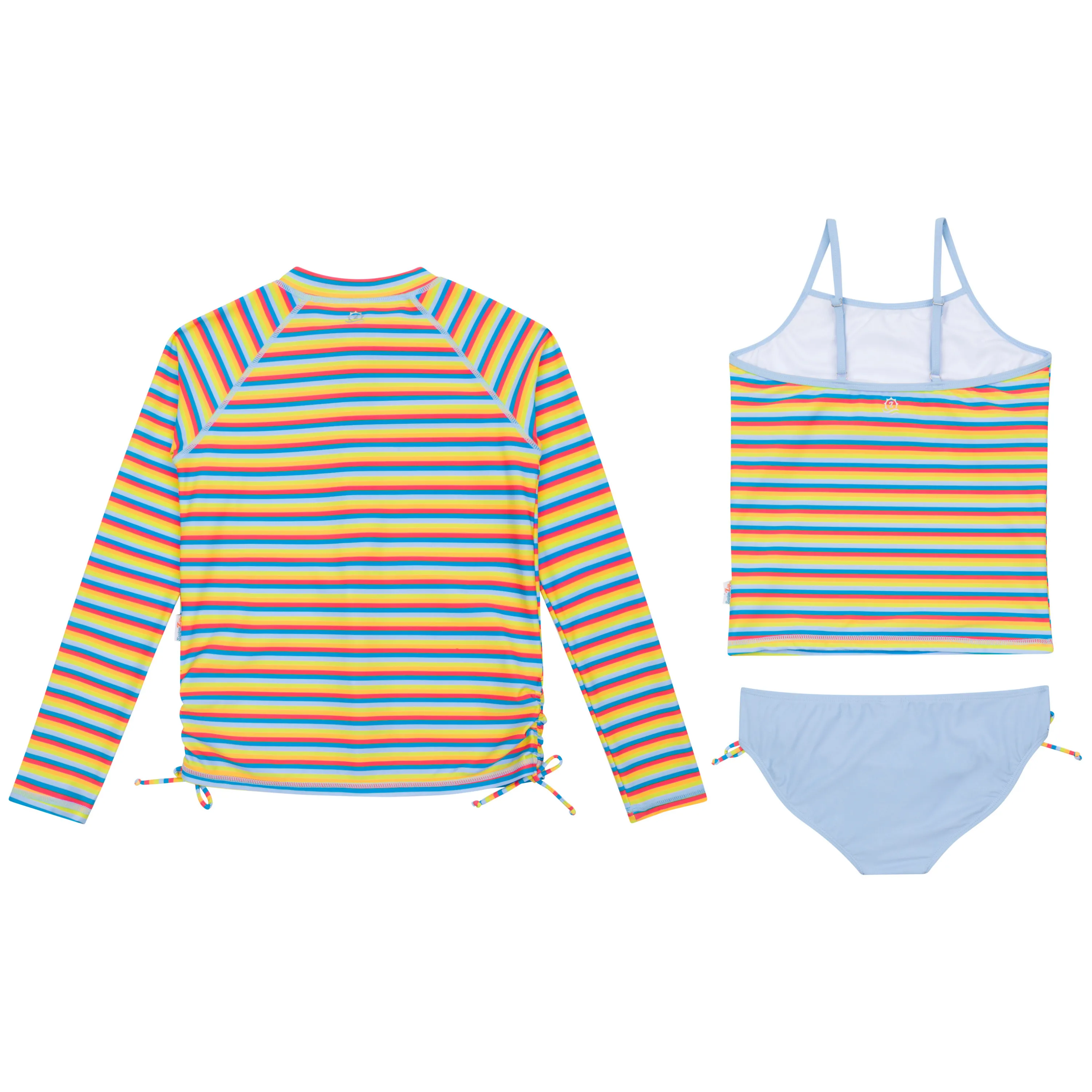 Girls Long Sleeve Rash Guard   Tankini Bikini Set (3 Piece) | "Sunny Stripe"