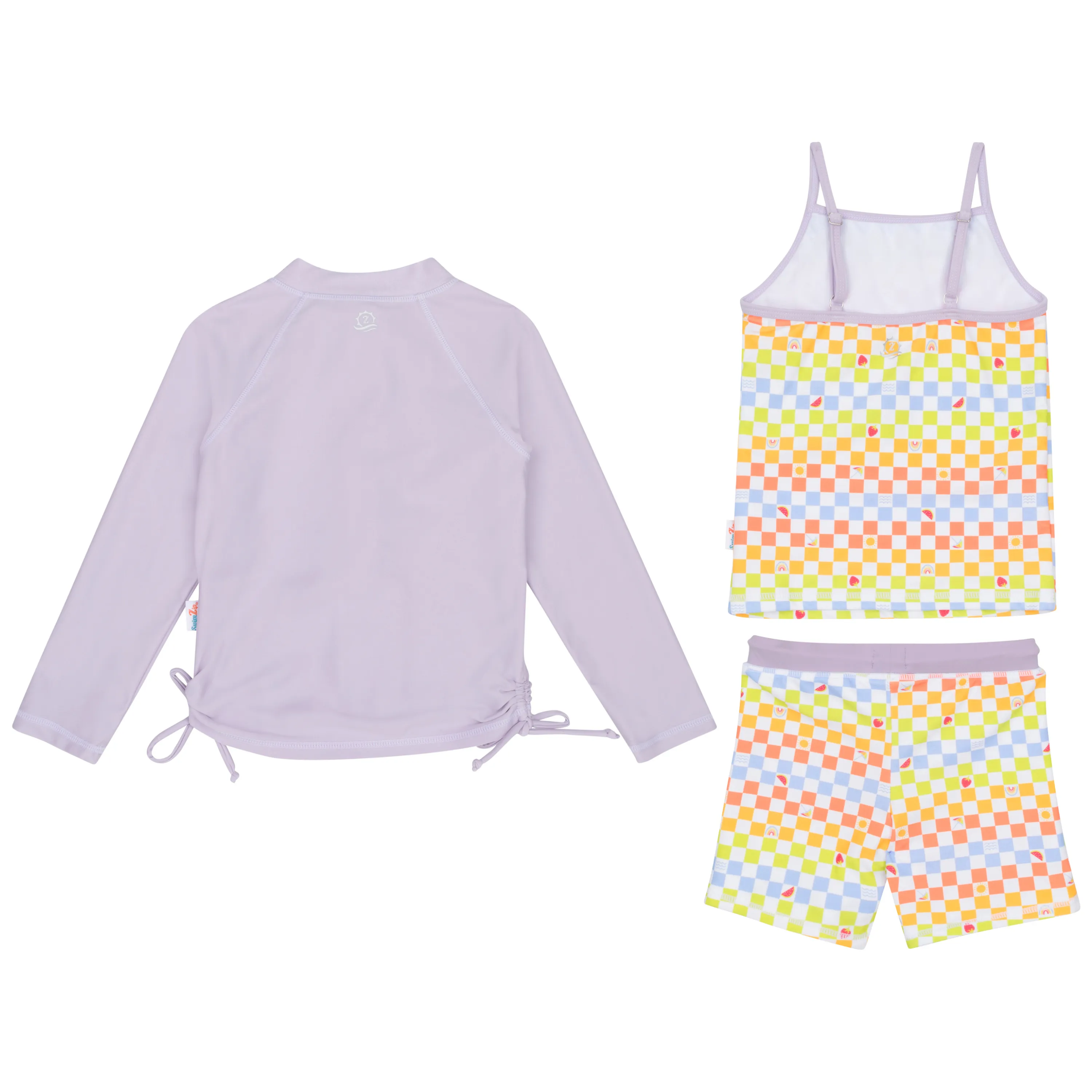 Girls Long Sleeve Rash Guard   Tankini Shorts Set (3 Piece) | "Gamified"