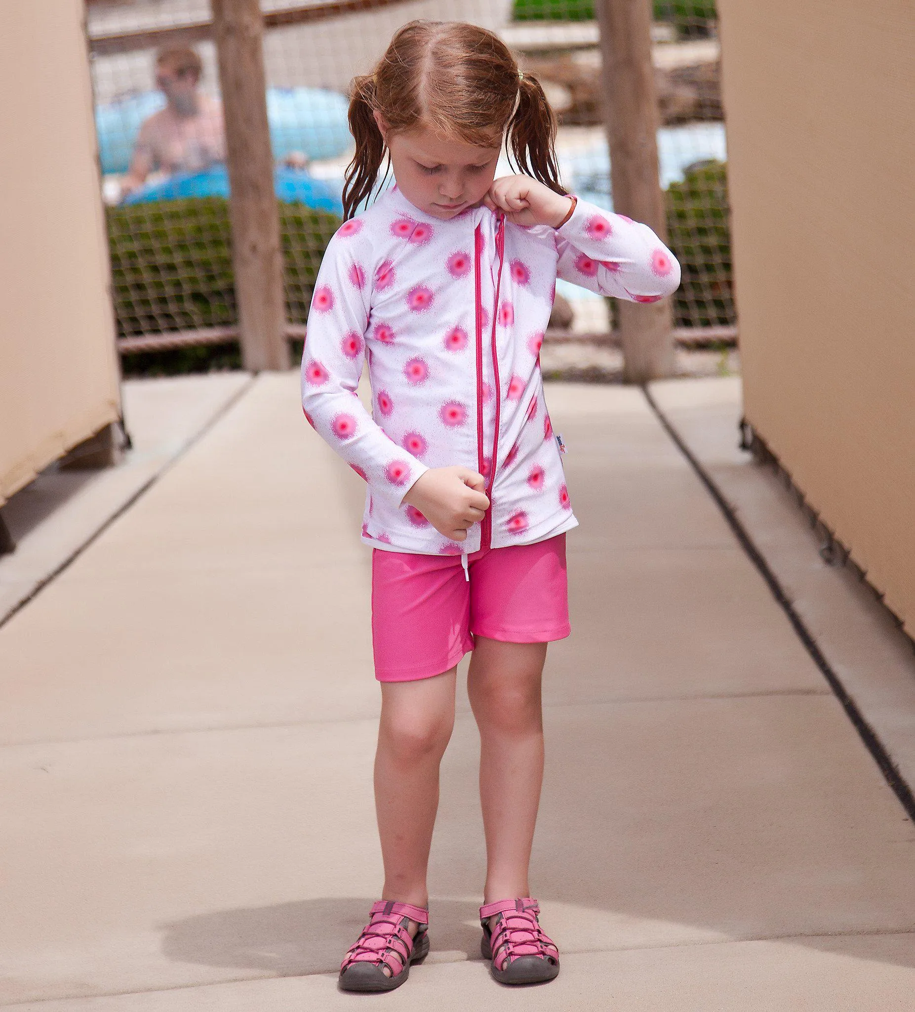 Girls Long Sleeve Rash Guard   Tankini Shorts Set (3 Piece) | "Graffiti Splash"