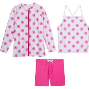 Girls Long Sleeve Rash Guard   Tankini Shorts Set (3 Piece) | "Graffiti Splash"