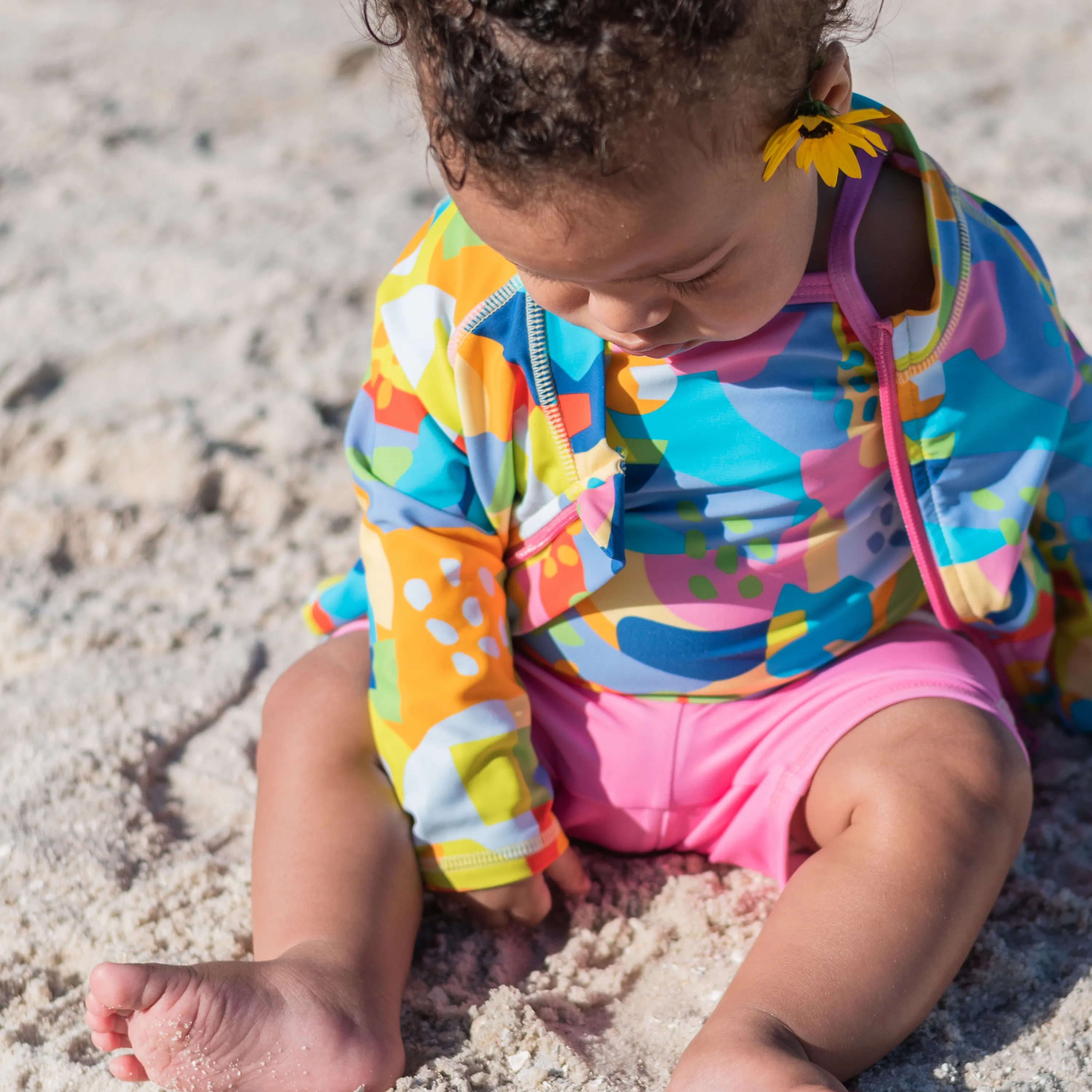 Girls Long Sleeve Rash Guard   Tankini Shorts Set (3 Piece) | "Joyful"