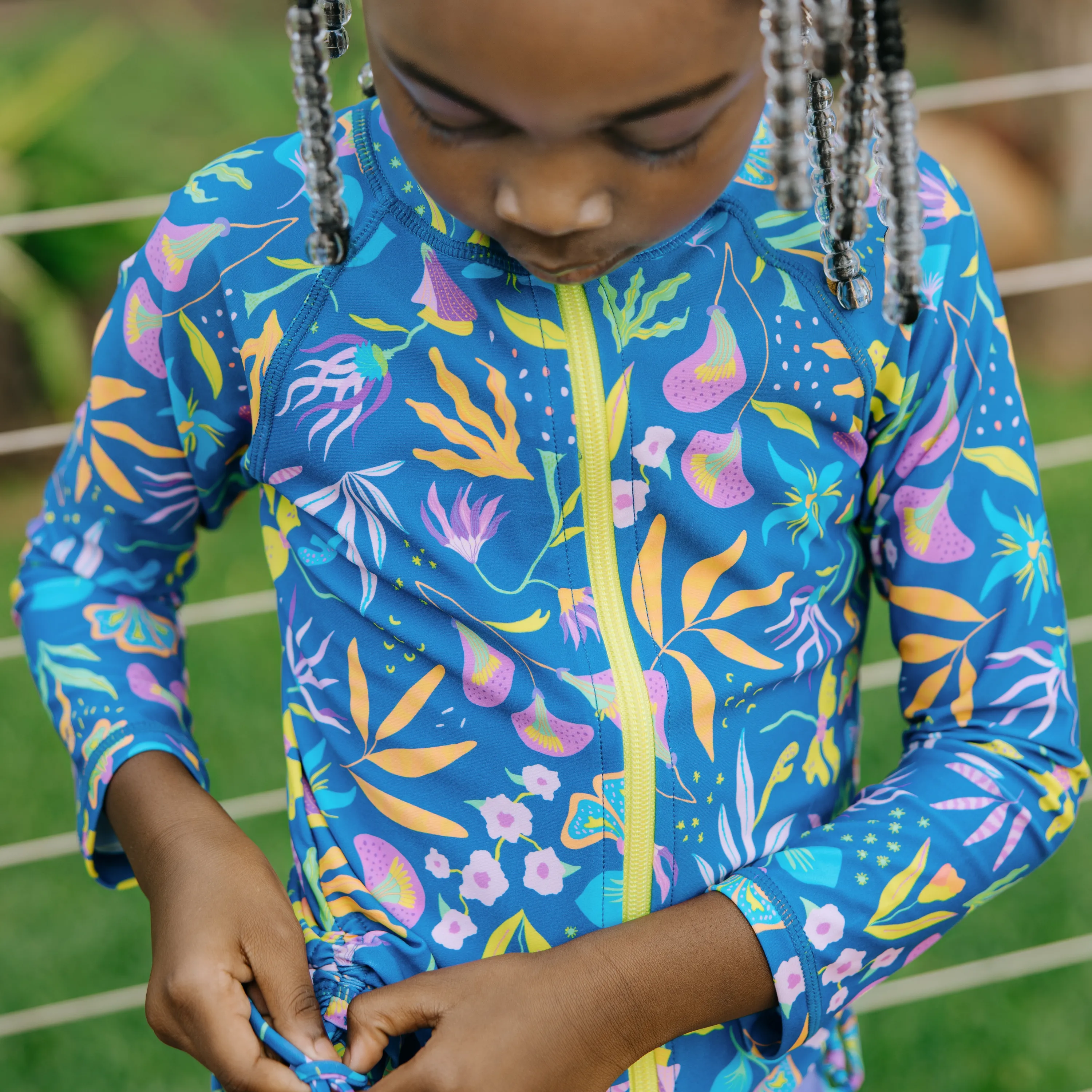 Girls Long Sleeve Rash Guard   Tankini Shorts Set (3 Piece) | "Tropadelic"