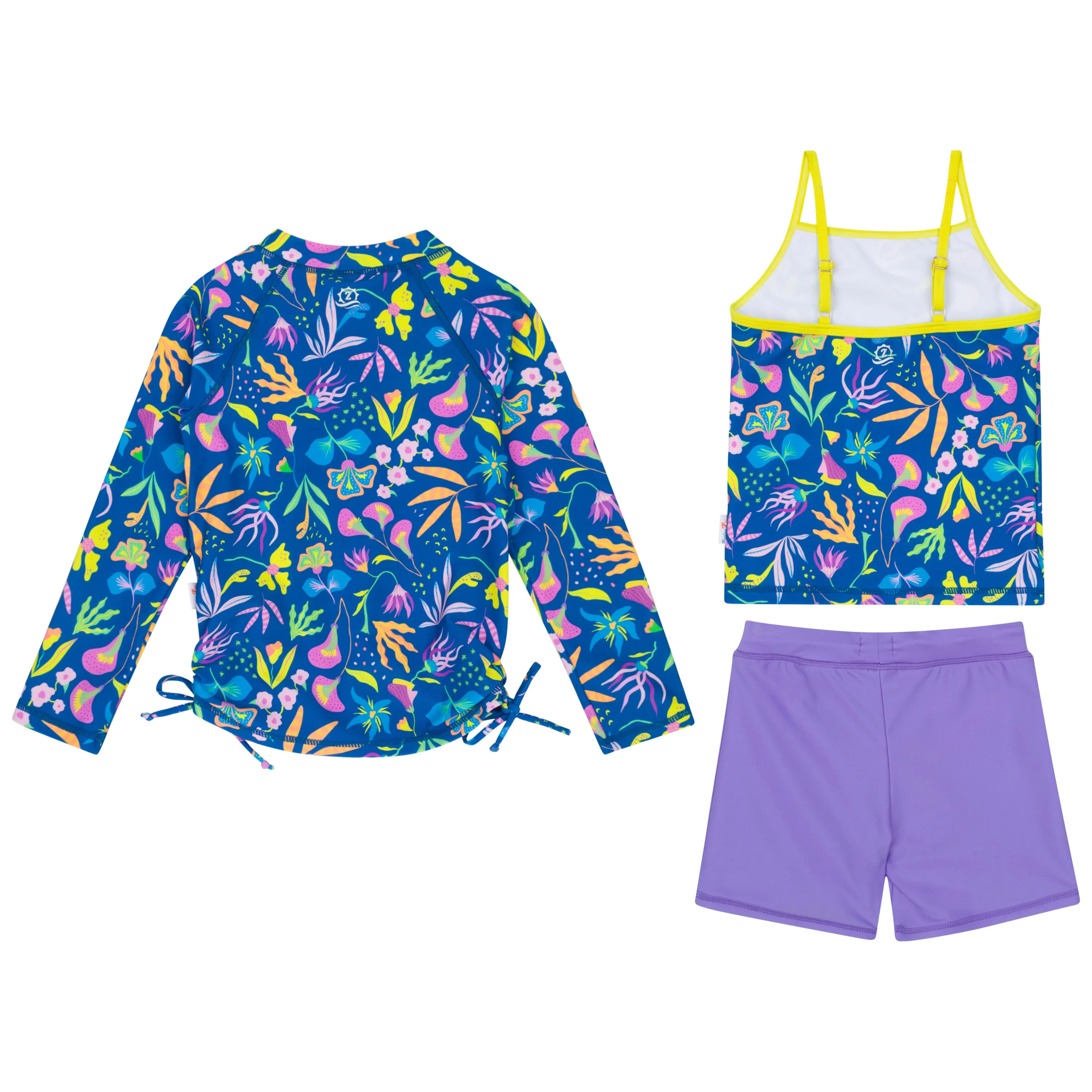 Girls Long Sleeve Rash Guard   Tankini Shorts Set (3 Piece) | "Tropadelic"