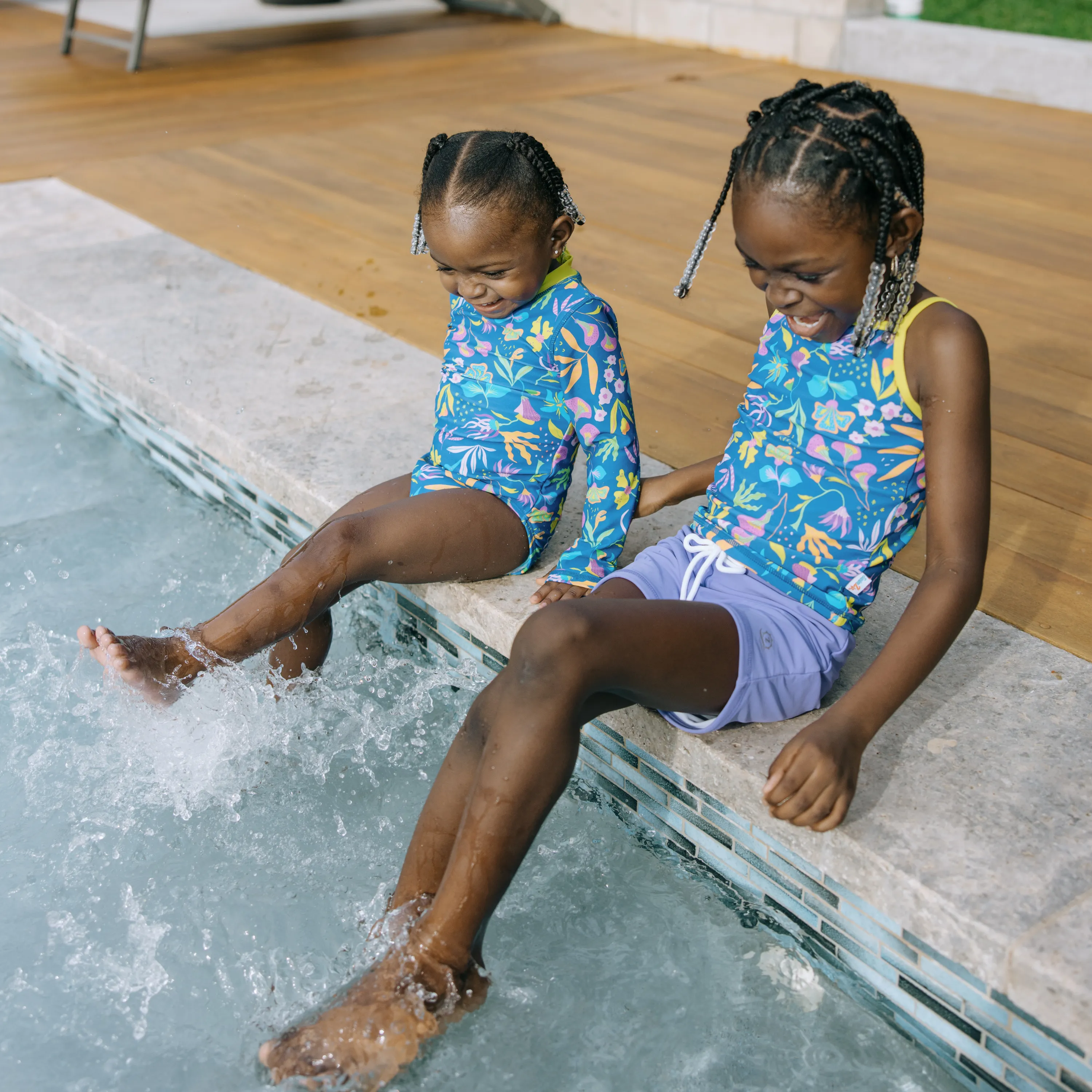 Girls Long Sleeve Rash Guard   Tankini Shorts Set (3 Piece) | "Tropadelic"