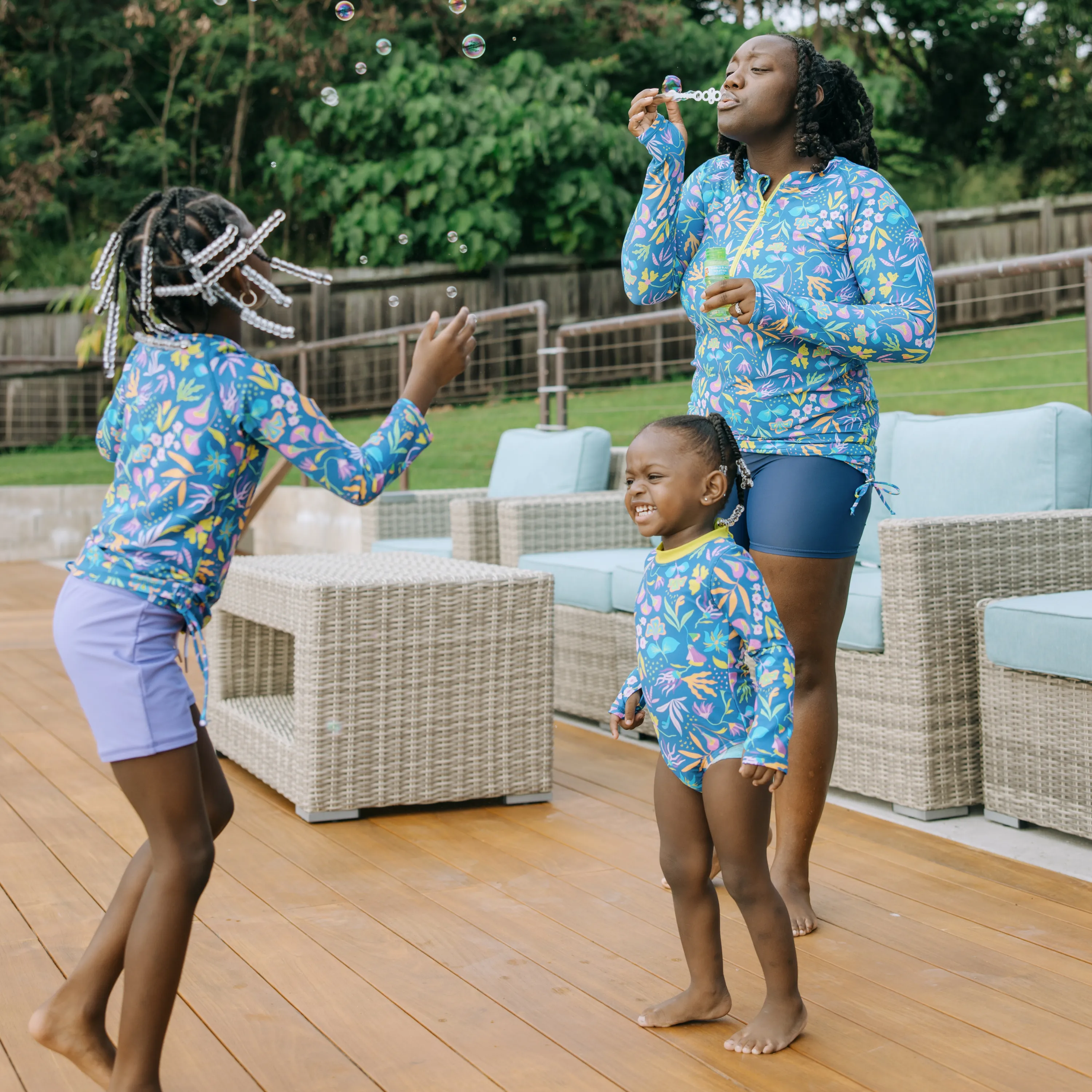 Girls Long Sleeve Rash Guard   Tankini Shorts Set (3 Piece) | "Tropadelic"