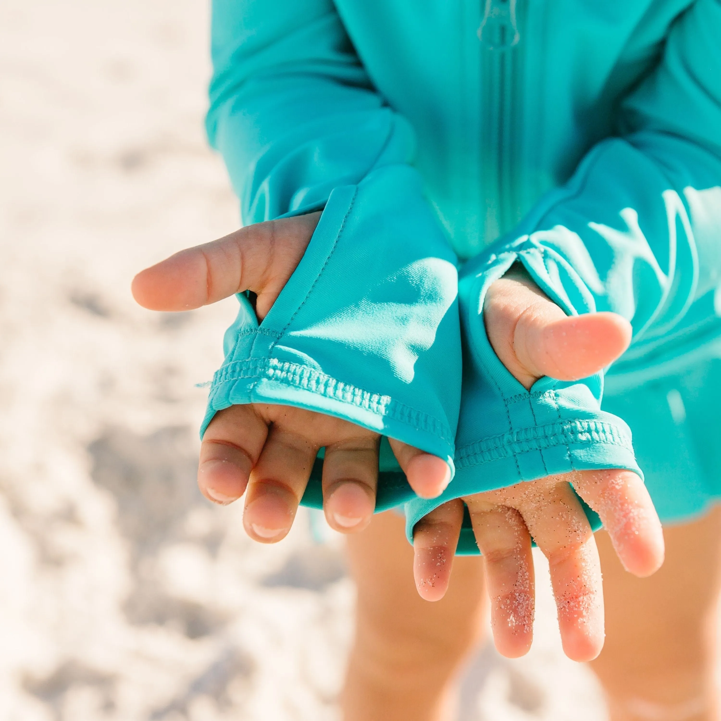 Girls Long Sleeve Swim Dress Cover Up | "Scuba Blue"