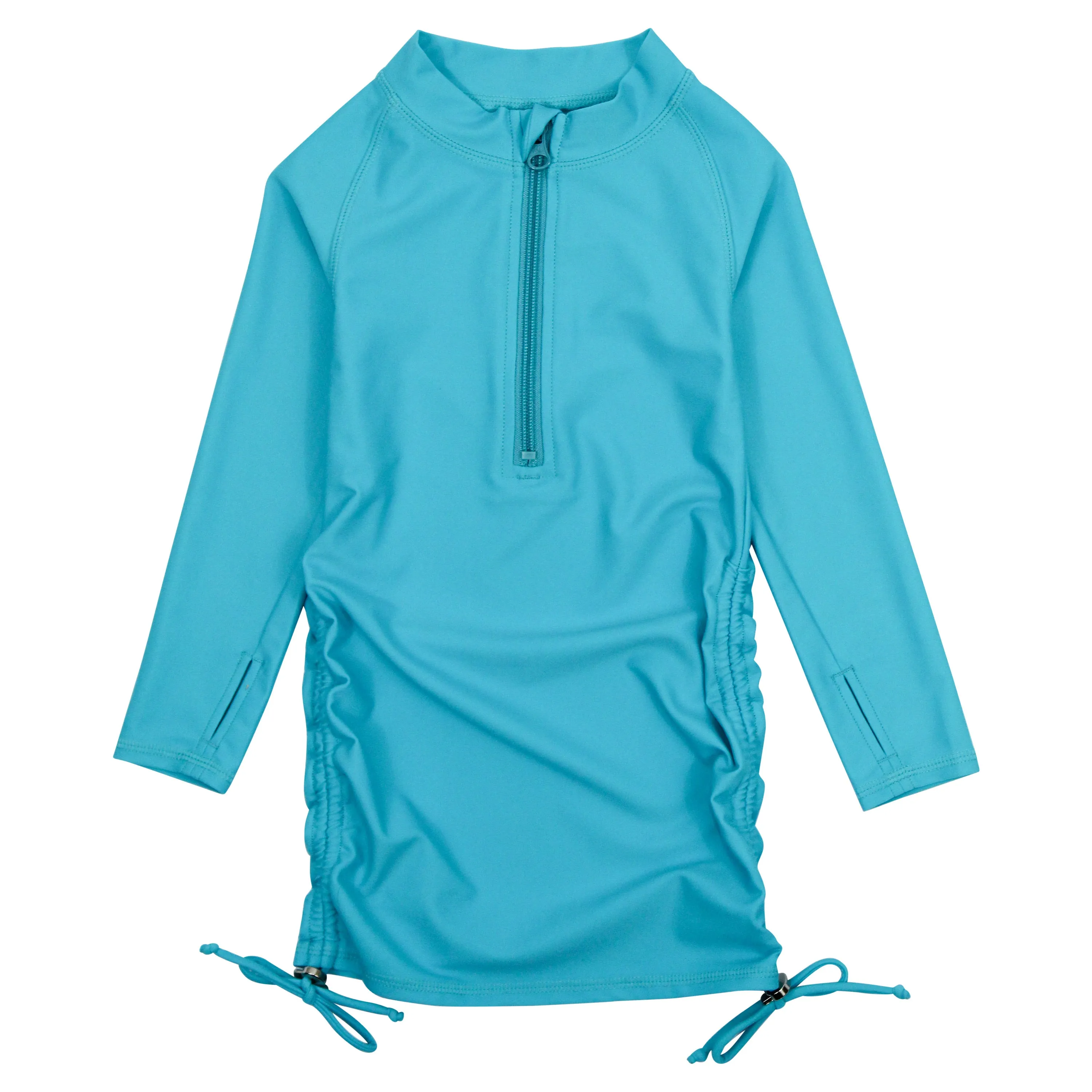 Girls Long Sleeve Swim Dress Cover Up | "Scuba Blue"