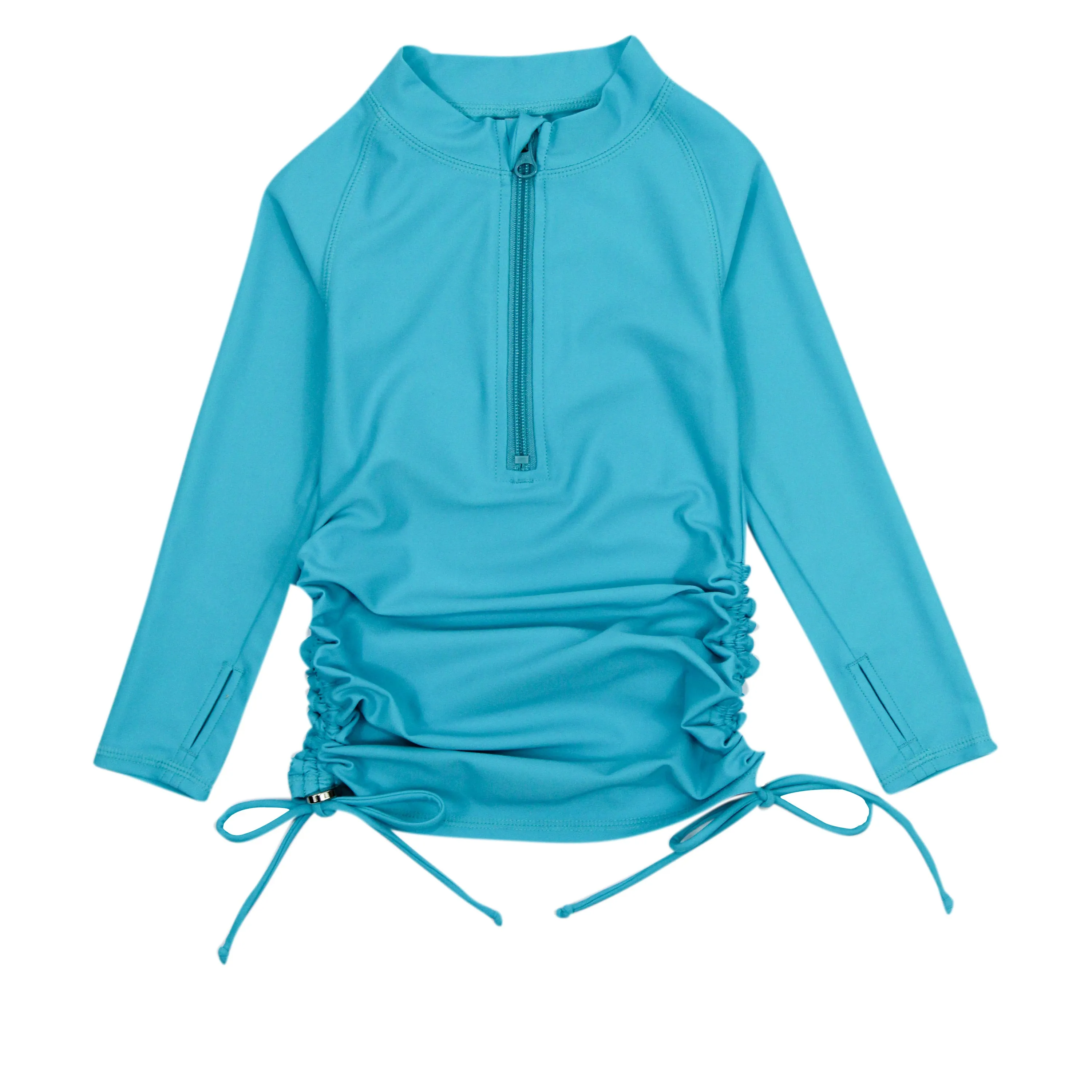 Girls Long Sleeve Swim Dress Cover Up | "Scuba Blue"