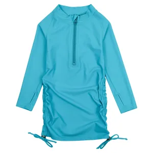 Girls Long Sleeve Swim Dress Cover Up | "Scuba Blue"