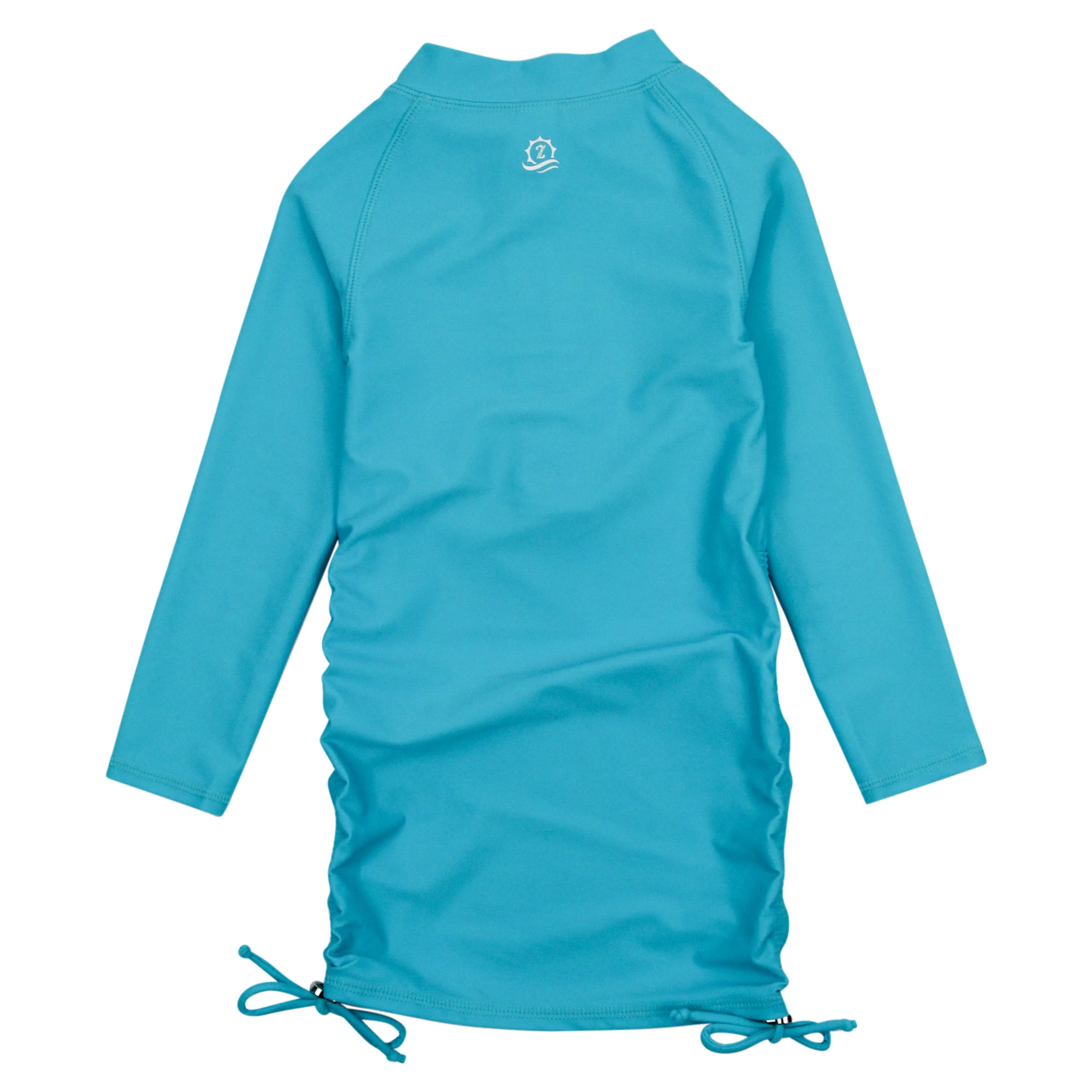 Girls Long Sleeve Swim Dress Cover Up | "Scuba Blue"