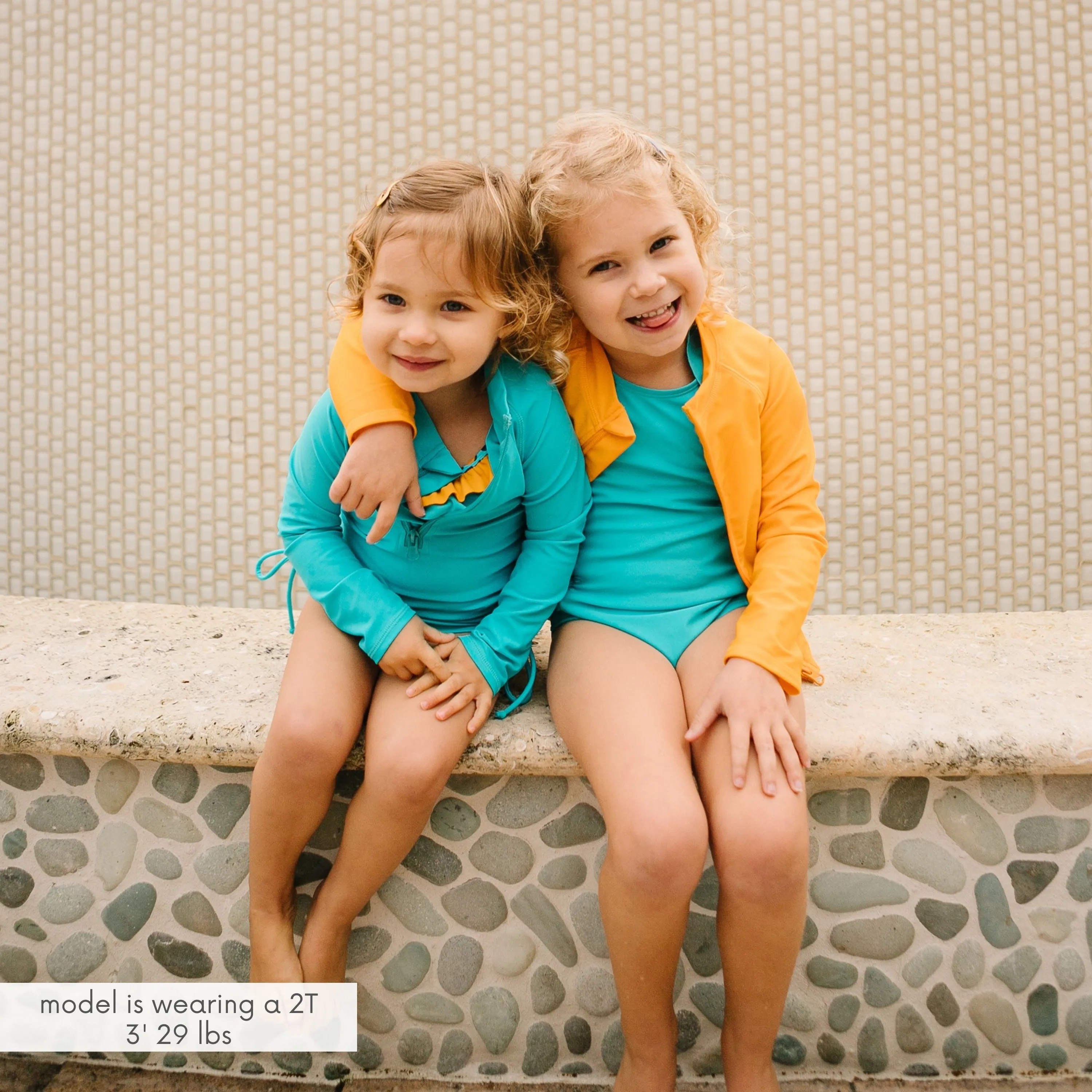 Girls Long Sleeve Swim Dress Cover Up | "Scuba Blue"