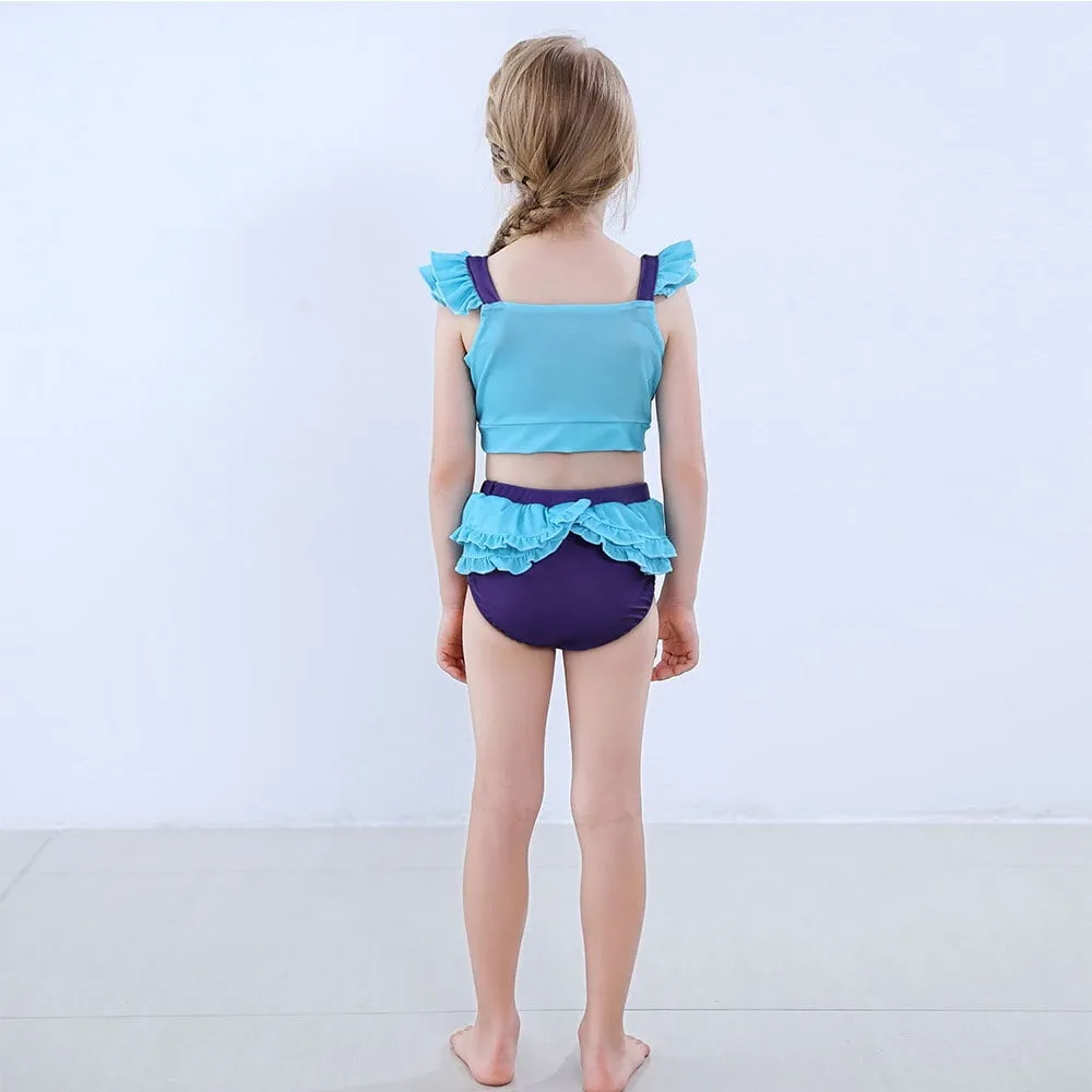 Girls Mermaid Swimwear Princess Bikini Tops and Bottoms 2pcs Swimsuit for Beach Swim Pool