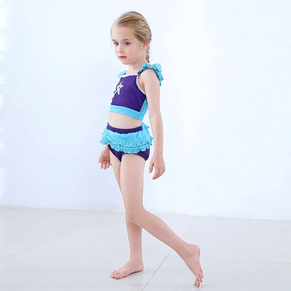 Girls Mermaid Swimwear Princess Bikini Tops and Bottoms 2pcs Swimsuit for Beach Swim Pool